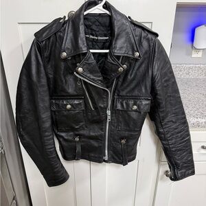 Harley-Davidson Black Quilted-Lined Leather Motorcycle Jacket